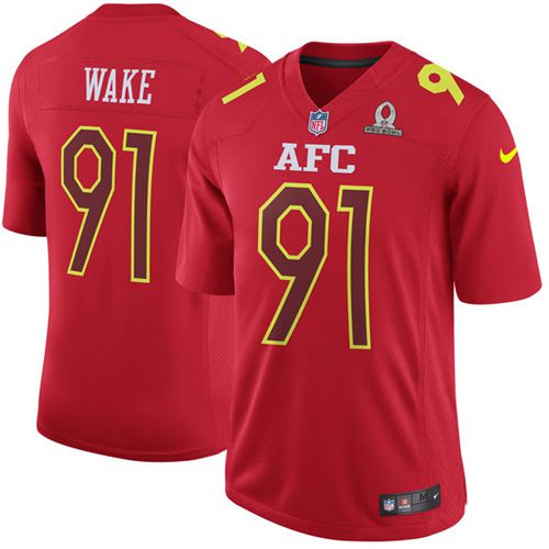 Nike Dolphins #91 Cameron Wake Red Men's Stitched NFL Game AFC Pro Bowl Jersey